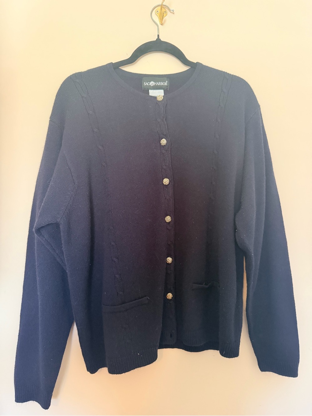 AS IS-Sag Harbor Navy Button-Front Women's Cardigan Sweater